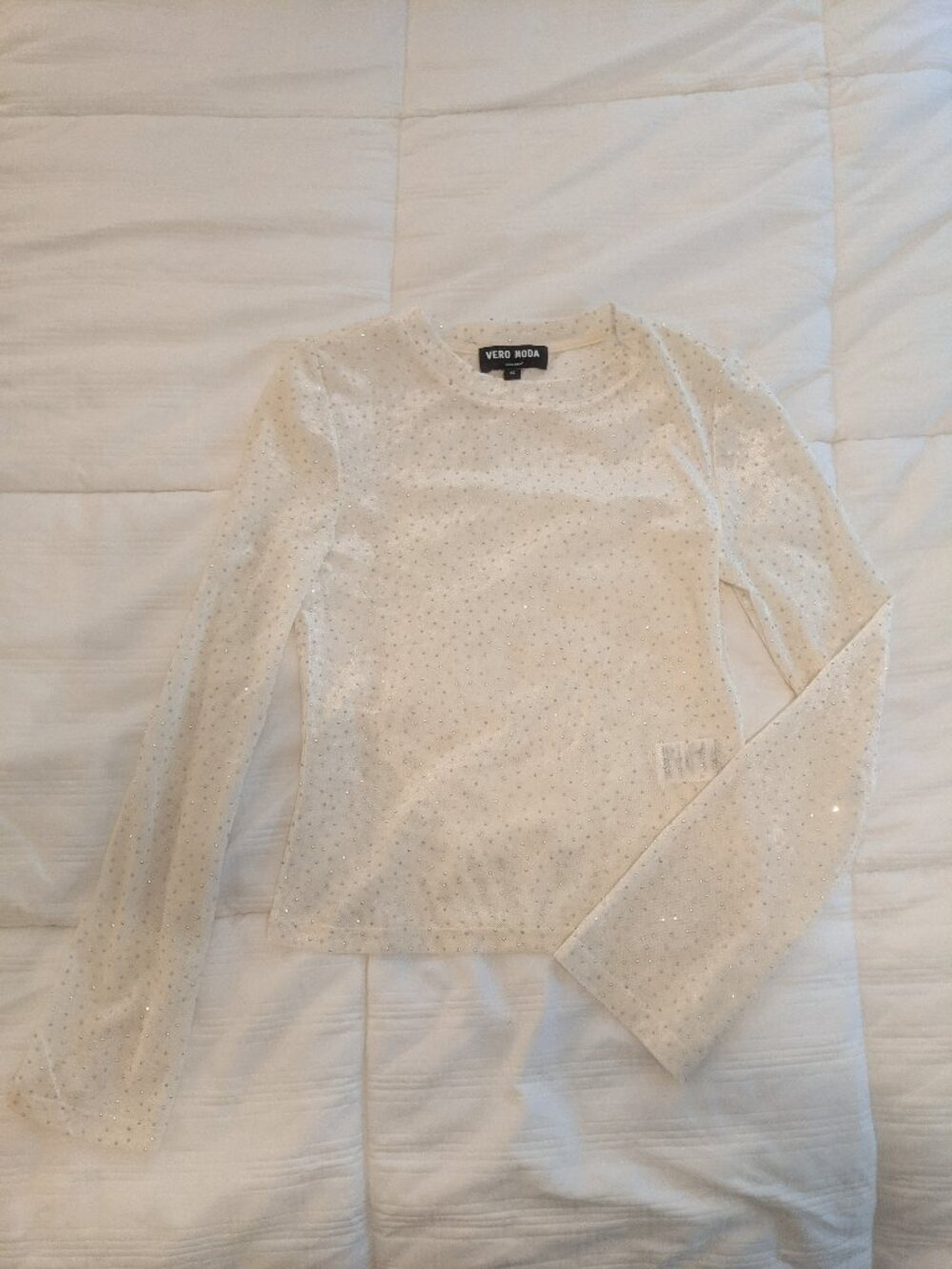 Vero Moda Sheer Velvet Rhinestone Top | XS | Shanghai Exclusive